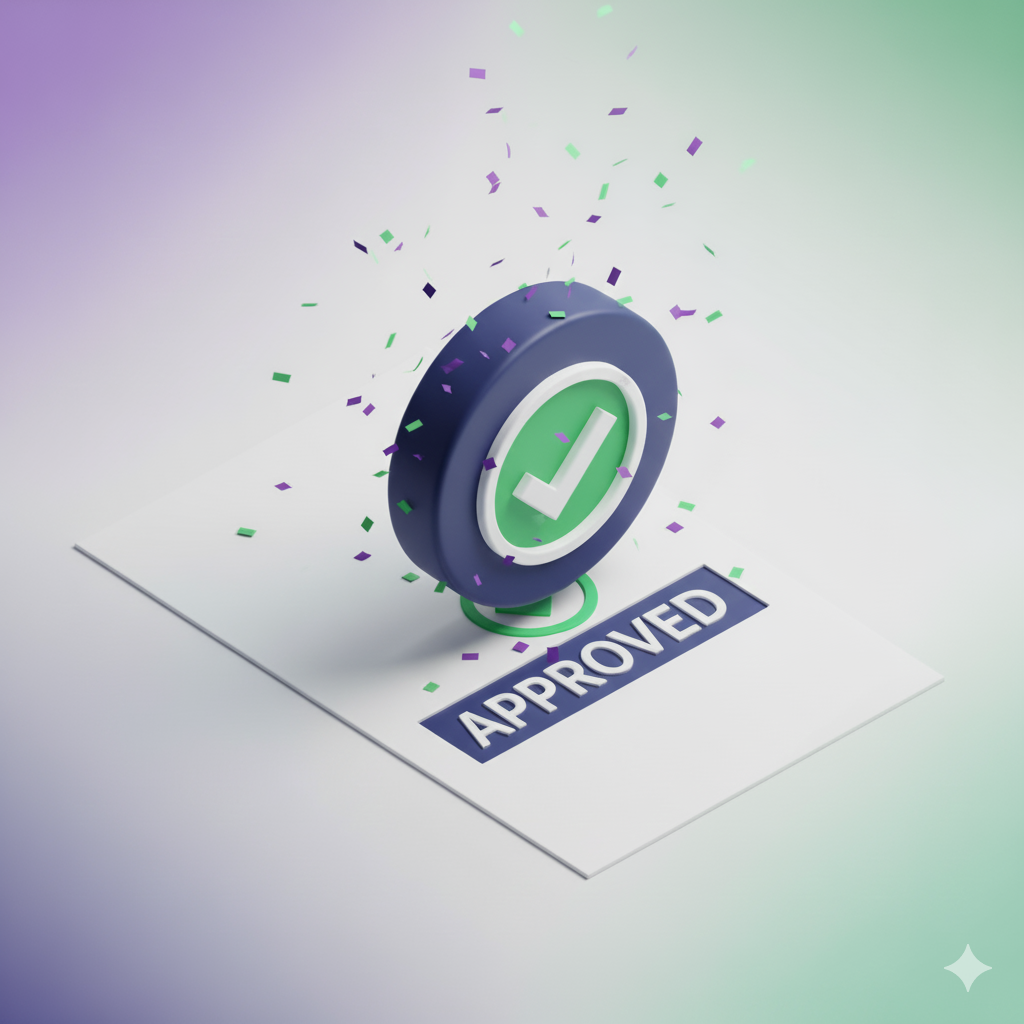 Documento siendo sellado como aprobado